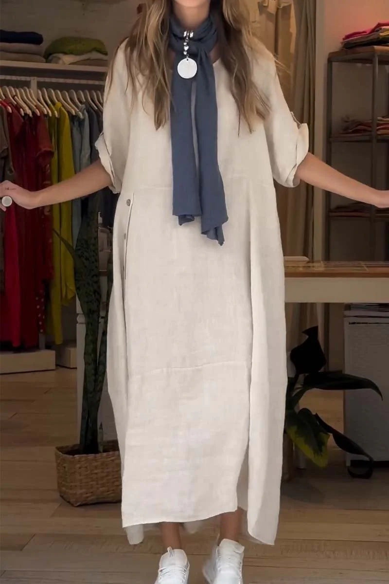 đ„50% Rabatt fĂŒr begrenzte Zeitđ„Damen Kleid aus Leinen und Baumwolle