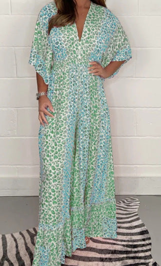 💃2024 NEUES STYLE-Kleid mit V-Ausschnitt und Leopardenmuster 💝Erhalten Sie 2 kostenlose Lieferungen🔥