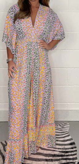 💃2024 NEUES STYLE-Kleid mit V-Ausschnitt und Leopardenmuster 💝Erhalten Sie 2 kostenlose Lieferungen🔥