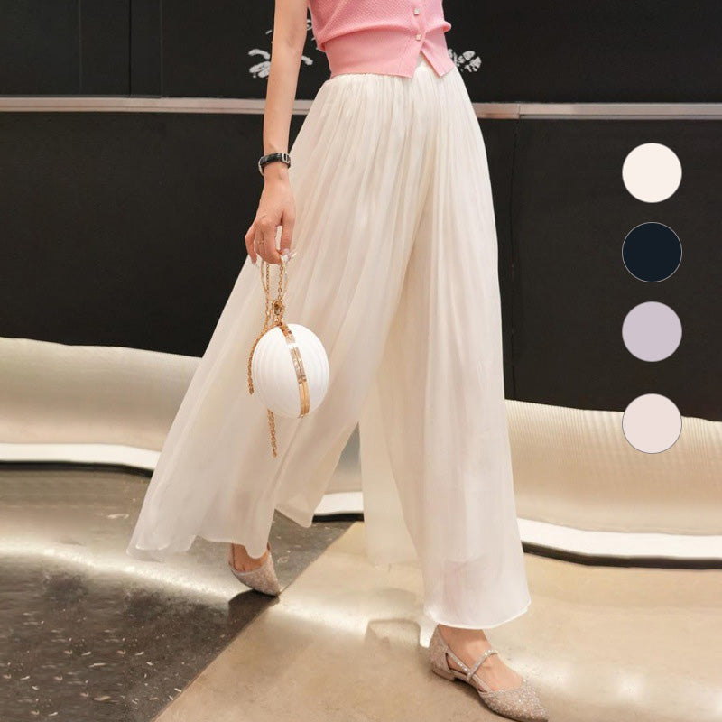 đ„40% Offđ„Glasierte Eis Seide Boden-LĂ€nge Weites-Bein Culottes
