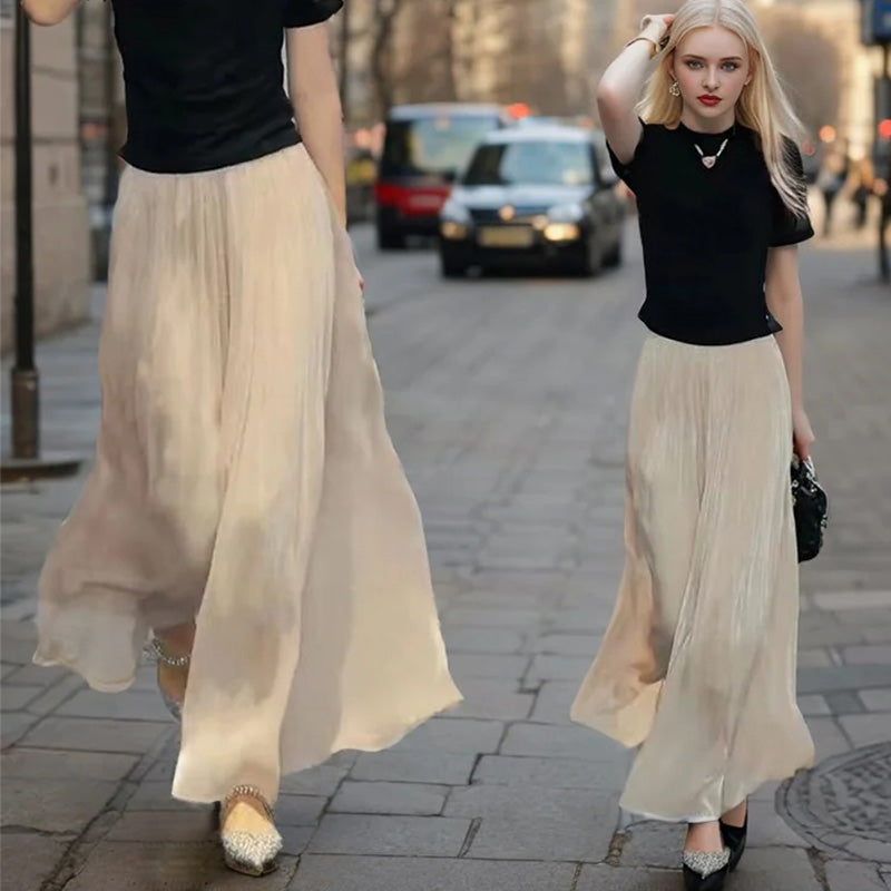 đ„40% Offđ„Glasierte Eis Seide Boden-LĂ€nge Weites-Bein Culottes