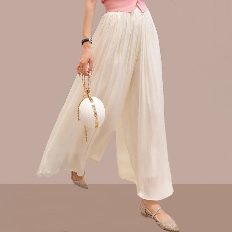 đ„40% Offđ„Glasierte Eis Seide Boden-LĂ€nge Weites-Bein Culottes