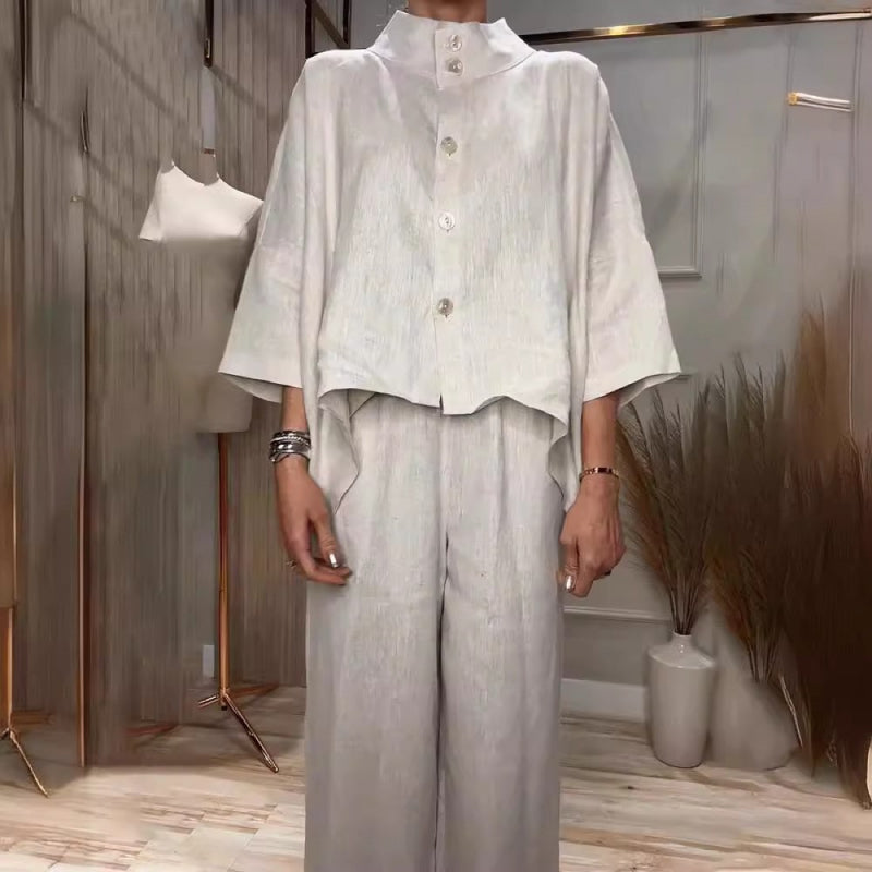 2-teilige Outfits für Damen: Trendiges Hemd und Hose aus Baumwolle und Leinen