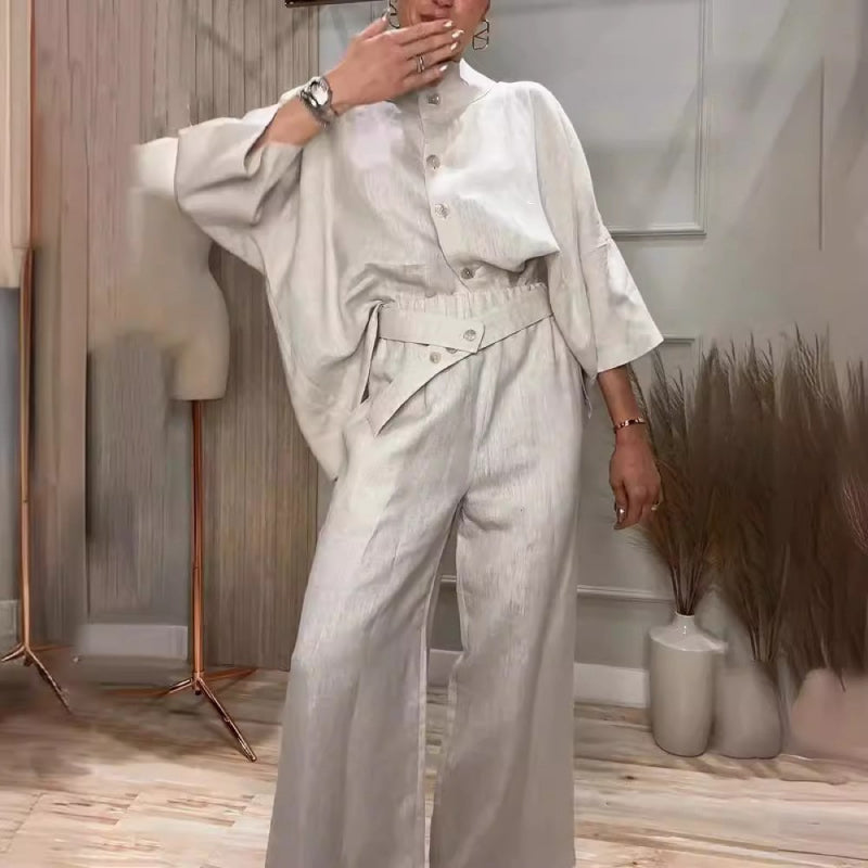 2-teilige Outfits für Damen: Trendiges Hemd und Hose aus Baumwolle und Leinen