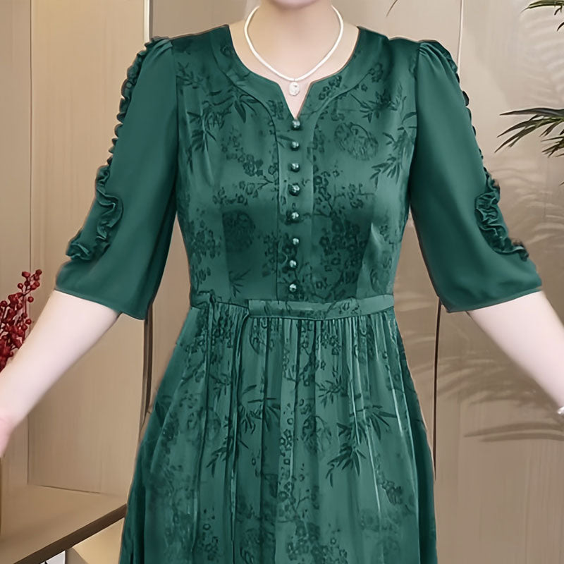 🌸Mercerisiertes Kleid mit edlem Temperament für Damen mit Kordelzug in der Taille