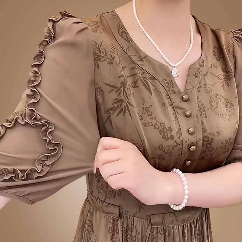 🌸Mercerisiertes Kleid mit edlem Temperament für Damen mit Kordelzug in der Taille