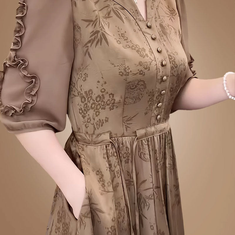🌸Mercerisiertes Kleid mit edlem Temperament für Damen mit Kordelzug in der Taille