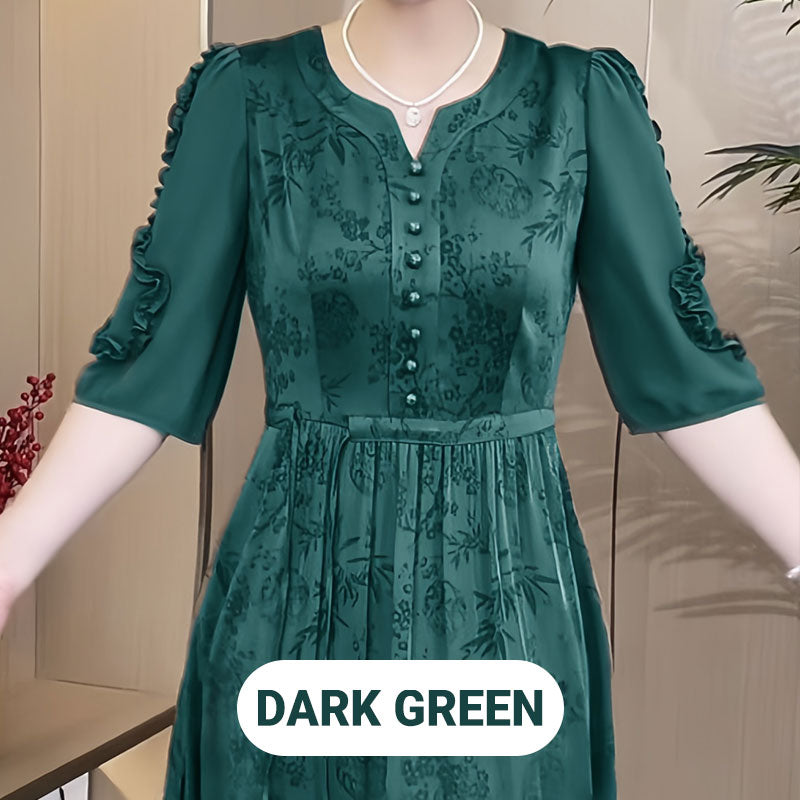 🌸Mercerisiertes Kleid mit edlem Temperament für Damen mit Kordelzug in der Taille