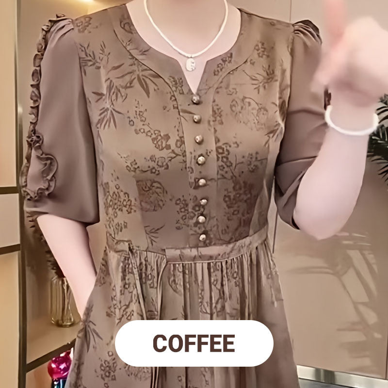 🌸Mercerisiertes Kleid mit edlem Temperament für Damen mit Kordelzug in der Taille