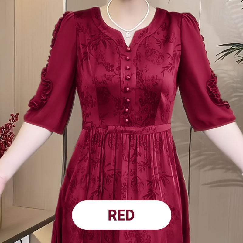🌸Mercerisiertes Kleid mit edlem Temperament für Damen mit Kordelzug in der Taille