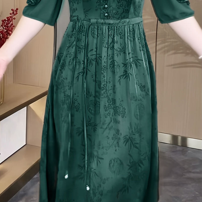 🌸Mercerisiertes Kleid mit edlem Temperament für Damen mit Kordelzug in der Taille
