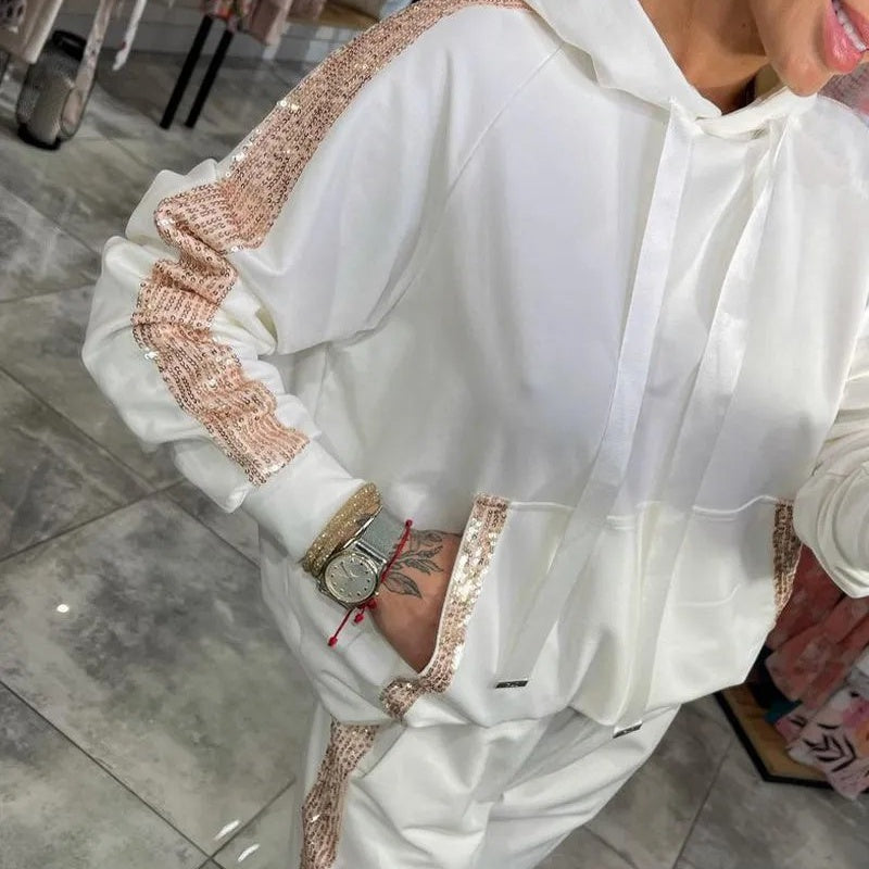 ✨Herbst-Neuankünfte Begrenzte Zeit 40% Rabatt✨Damen Kapuzenoberteile mit Kordelzug & Hosen 2-Teiliges Set