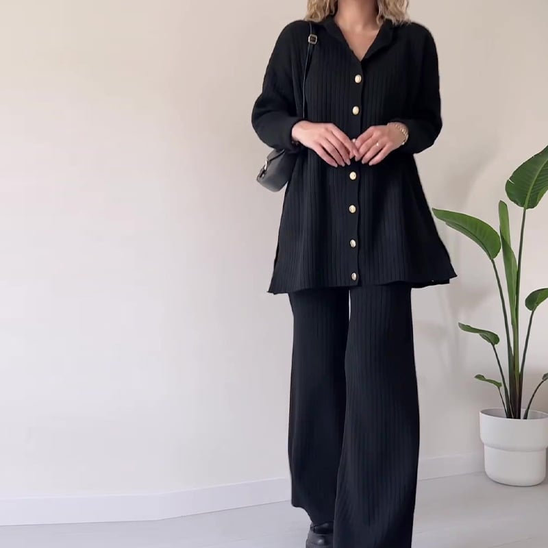 40 % Rabatt♨️Lässiges zweiteiliges Set aus gestreiftem Jacquard-Strick