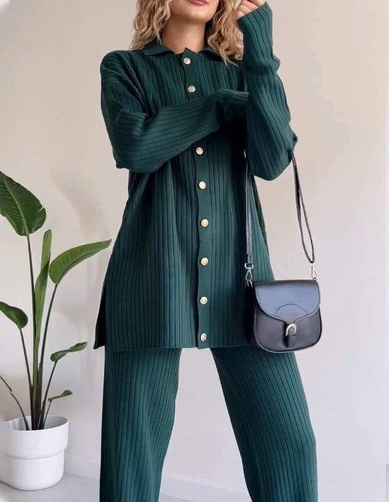 40 % Rabatt♨️Lässiges zweiteiliges Set aus gestreiftem Jacquard-Strick