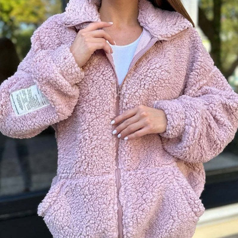 Weihnachtsgeschenke-Angebote 🎁🎁Lässige Jacke aus Kunstlammwolle für Damen