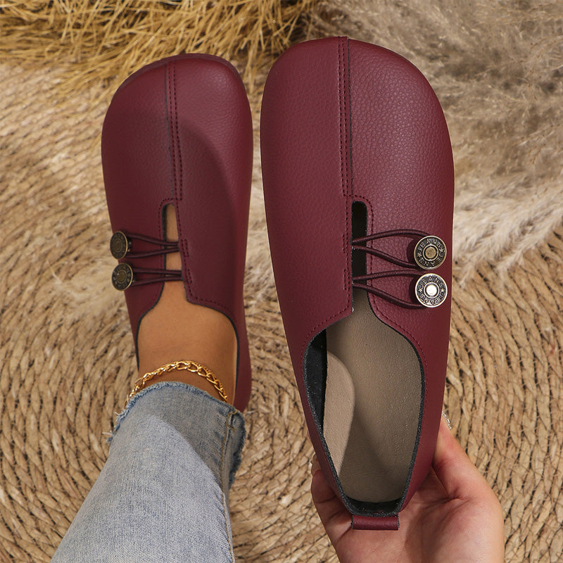 ✨ Frauen neue weiche synthetische Leder flache Schuhe