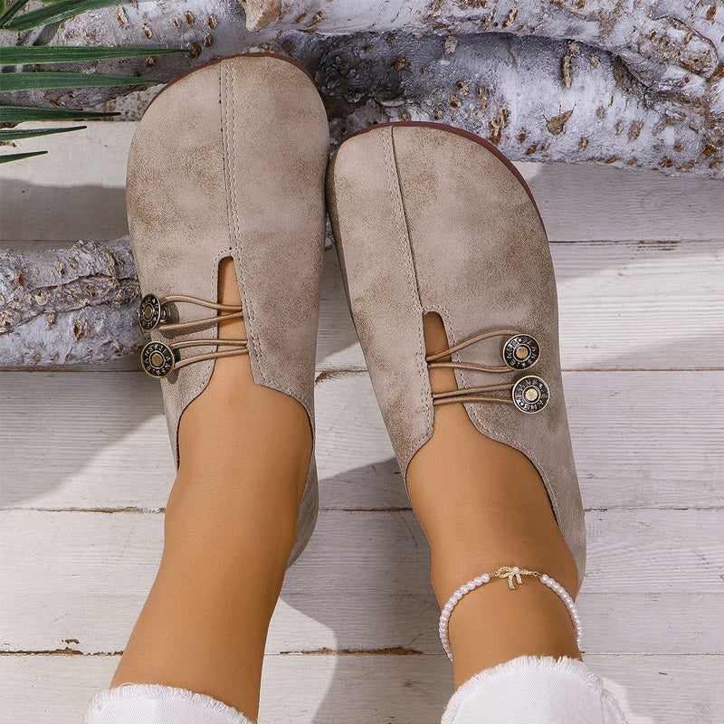 ✨ Frauen neue weiche synthetische Leder flache Schuhe