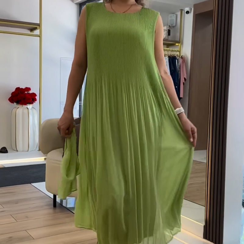 💃🏻Modisches ärmelloses Plisseekleid aus Chiffon für Damen