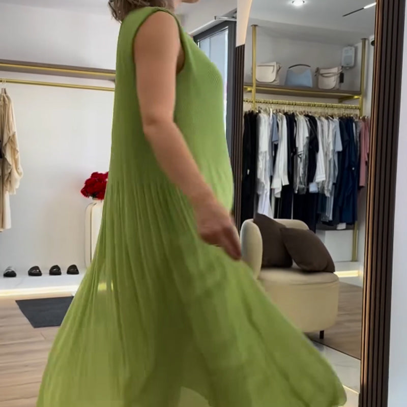 💃🏻Modisches ärmelloses Plisseekleid aus Chiffon für Damen