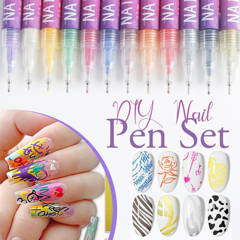 🎁Heißer Verkauf – 50 % Rabatt!💅🎨12 Farben Nagelkunst-Stifte-Set für kreative Designs