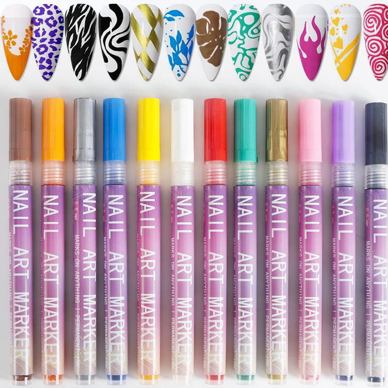 🎁Heißer Verkauf – 50 % Rabatt!💅🎨12 Farben Nagelkunst-Stifte-Set für kreative Designs