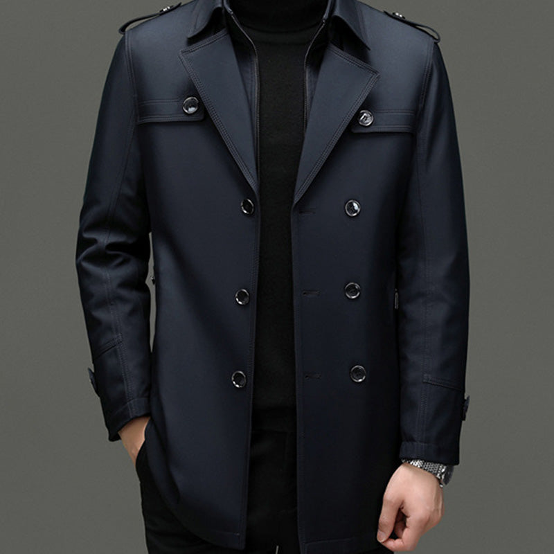 ✨Nur für kurze Zeit 50 % Rabatt – Herren-Trenchcoat in mittlerer Länge mit herausnehmbarem Futter