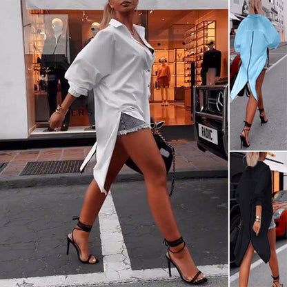 💖 Limited Time Half Price - Schlichtes Damen-Top mit langen Ärmeln und unregelmäßigem Saum