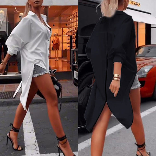 💖 Limited Time Half Price - Schlichtes Damen-Top mit langen Ärmeln und unregelmäßigem Saum