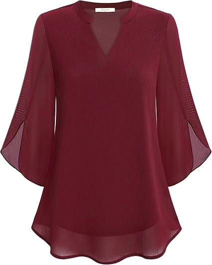 💖LETZTER TAGSVERKAUF 50 % RABATT💖Chiffonhemd mit V-Ausschnitt