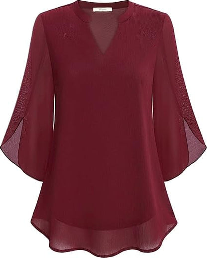 💖LETZTER TAGSVERKAUF 50 % RABATT💖Chiffonhemd mit V-Ausschnitt
