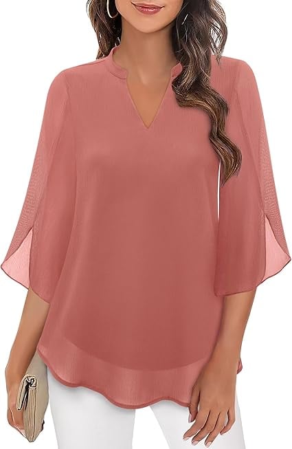 💖LETZTER TAGSVERKAUF 50 % RABATT💖Chiffonhemd mit V-Ausschnitt