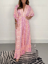 💃2024 NEUES STYLE-Kleid mit V-Ausschnitt und Leopardenmuster 💝Erhalten Sie 2 kostenlose Lieferungen🔥