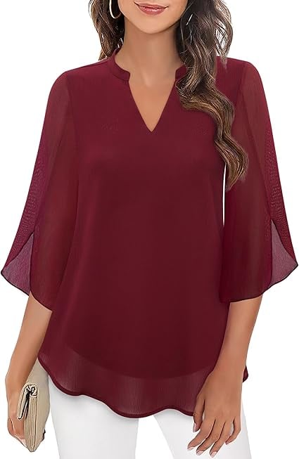 💖LETZTER TAGSVERKAUF 50 % RABATT💖Chiffonhemd mit V-Ausschnitt