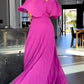 💃 Einfarbiges Maxikleid mit V-Ausschnitt und halben Rüschenärmeln💚😍