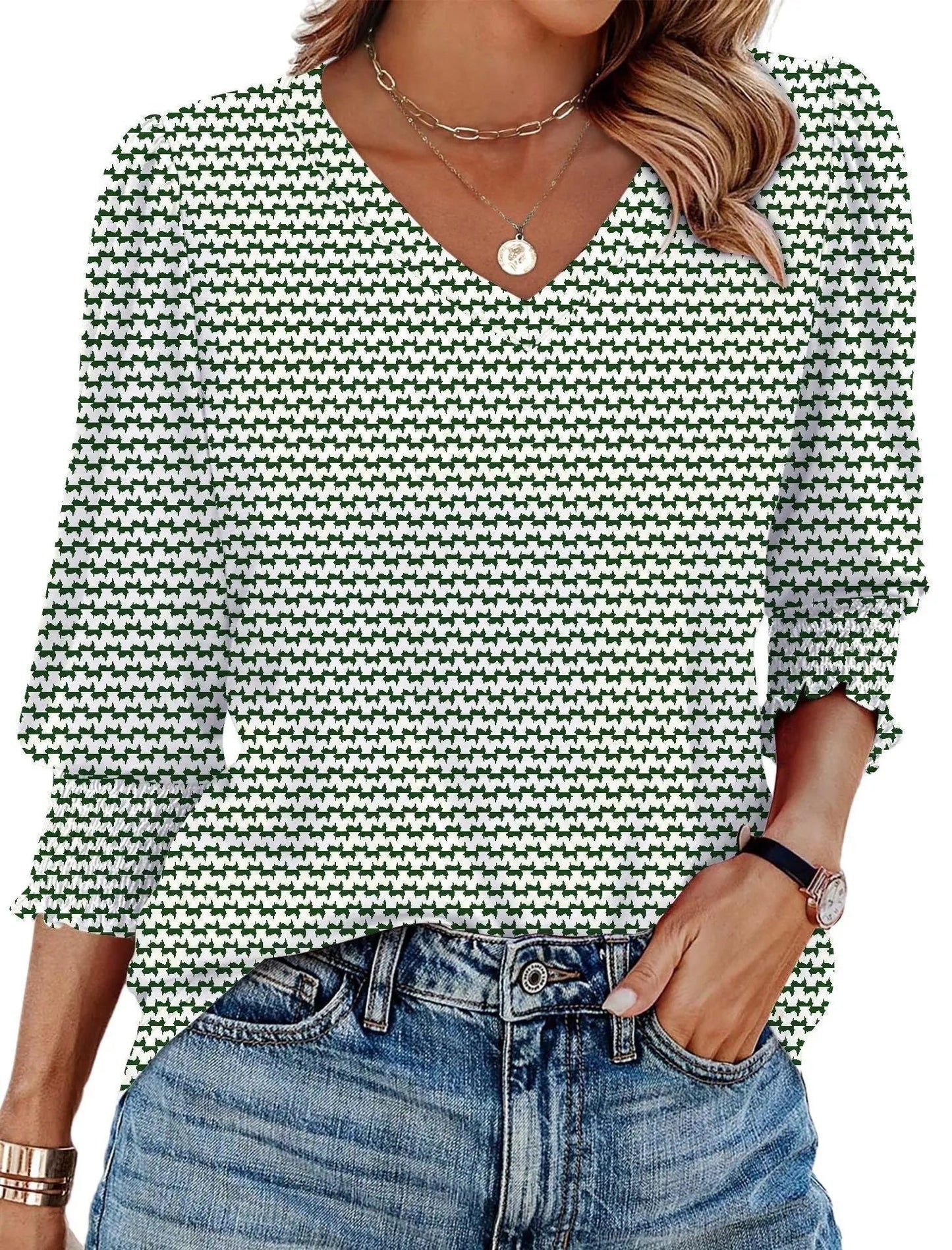 🌞Letzter Tag: 50% auf das 2. Kleidungsstück⏳ ✨ Damen-Bluse mit 3/4-Ärmeln – Elegant, bequem & vielseitig für jeden Anlass! 🌸👚