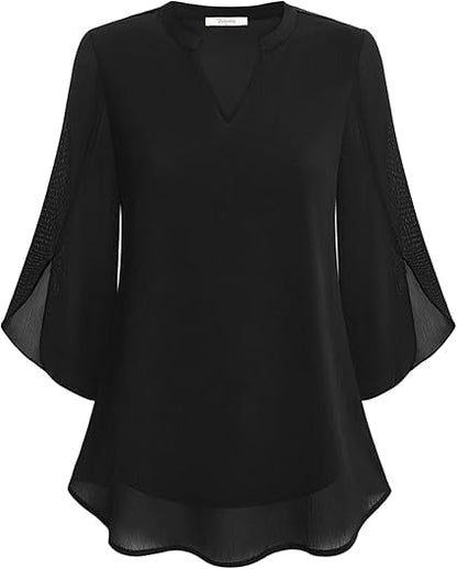 💖LETZTER TAGSVERKAUF 50 % RABATT💖Chiffonhemd mit V-Ausschnitt