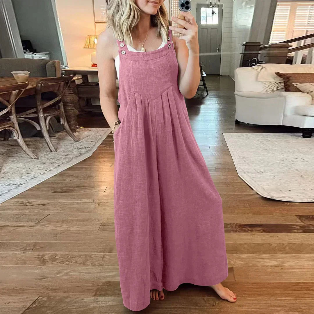 🥰Buy 2 Get 10% OFF🥰 Ärmelloser Jumpsuit für Damen mit weitem Bein und Taschen