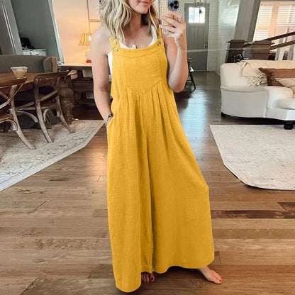🥰Buy 2 Get 10% OFF🥰 Ärmelloser Jumpsuit für Damen mit weitem Bein und Taschen