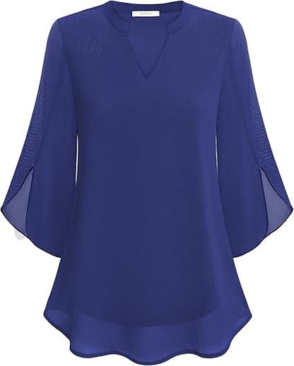 💖LETZTER TAGSVERKAUF 50 % RABATT💖Chiffonhemd mit V-Ausschnitt
