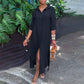 Frauen-Casual-Baumwoll-Leinen-Shirt-Style-Knopf-Kleid