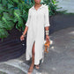 Frauen-Casual-Baumwoll-Leinen-Shirt-Style-Knopf-Kleid