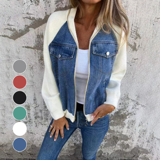 🍃🔥Neue modische kreative Denim-Spleißjacke für Damen