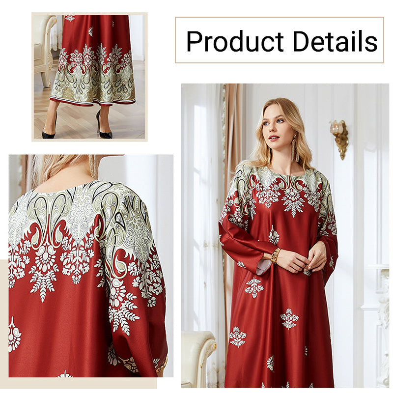 Red Printed Muslim Abayas for Women