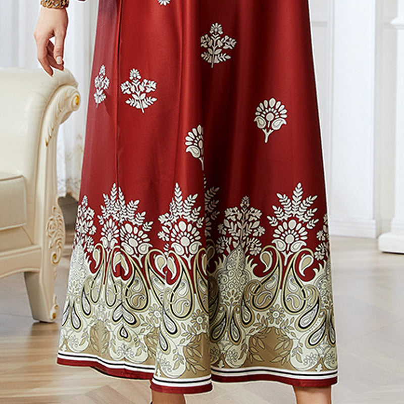 Red Printed Muslim Abayas for Women