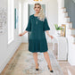 🌸Solides Damen-Rundhals-Kleid mit halben Ärmeln und Plissee