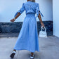 Denim-Kleid mit V-Ausschnitt und Knopfleiste für Damen