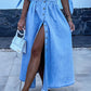 Denim-Kleid mit V-Ausschnitt und Knopfleiste für Damen