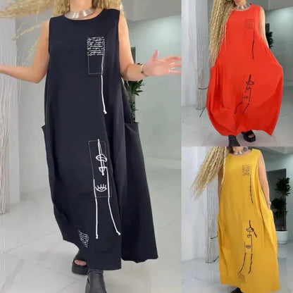 💥Nur für kurze Zeit 40% Rabatt💃Lässiges ärmelloses Maxikleid für Damen in Übergrößen