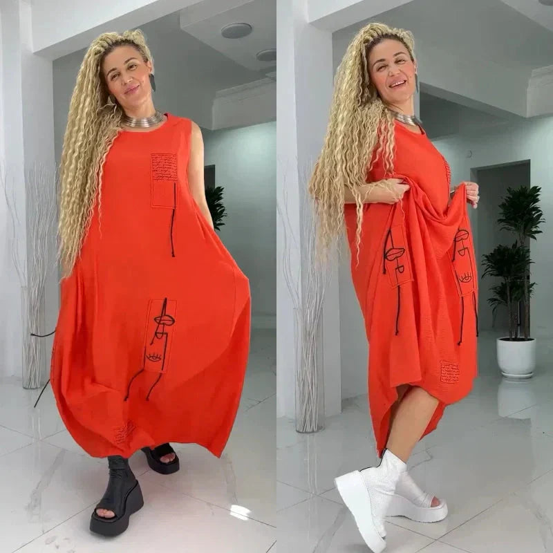 💥Nur für kurze Zeit 40% Rabatt💃Lässiges ärmelloses Maxikleid für Damen in Übergrößen