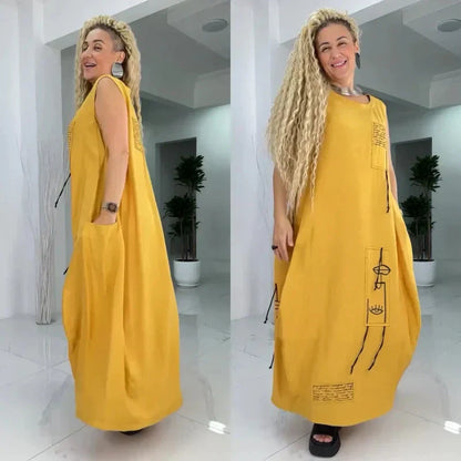 💥Nur für kurze Zeit 40% Rabatt💃Lässiges ärmelloses Maxikleid für Damen in Übergrößen